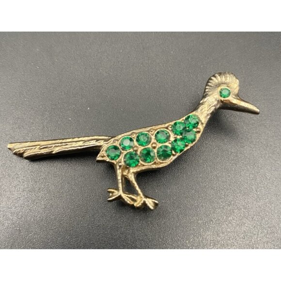 Vtg Brooch Lot Porcelain Floral AB Rhinestone Roadrunner Gold Tone Pins 1950-70s - Picture 13 of 15